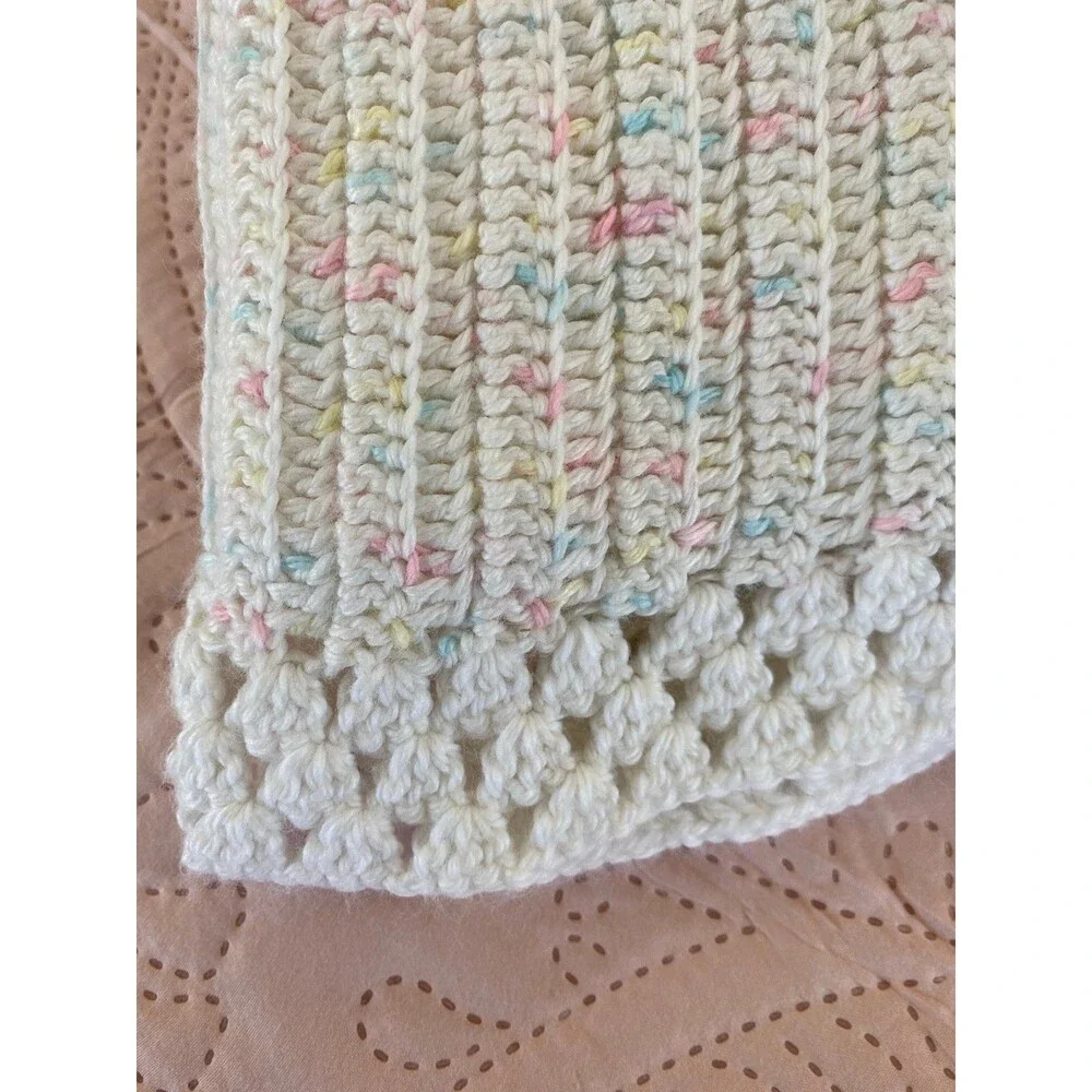 Vintage Infant Baby‎ Afghan Blanket Handmade Swaddle Wrap Keepsake Heirloom Gift